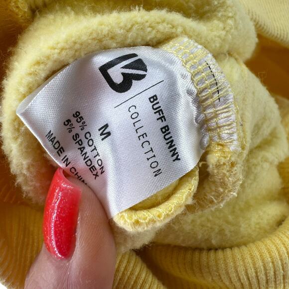 Buff Bunny Power Hoodie Size M Womens Yellow Pullover Gym Fitness BuffBunny Top - Picture 7 of 8